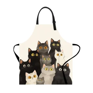 Reusable Custom Logo Kitchen Bib Apron with Pockets Eco-Friendly Durable Unisex Sleeveless Cotton Apron