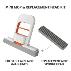Reusable Durable Mini Sponge Mop Folding Self Wringing Quick Dry Cleaning Tool for Kitchen Sink Bathroom Desk Window Home Office