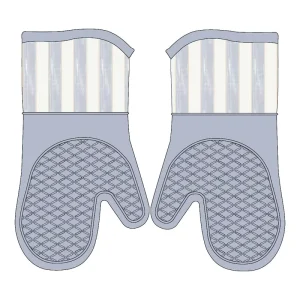 Reusable Eco Friendly Anti Scalding Printed Cotton Silicone Oven Mitts Thickening Non Slip Heat Resistant Dishwasher Microwave