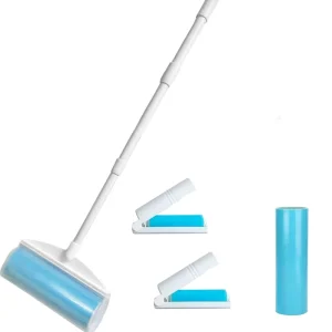 Reusable Lint Roller Large 8 Inches Cat Dog Pet Hair Remover with 3 Foot Extendable Handle