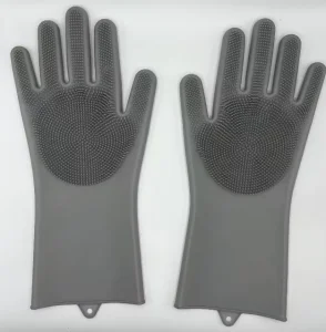 Reusable Magic Cleaning Silicone Gloves with Scrubber Silicone Dishwashing Gloves for Household Kitchen Bathroom Cleaning
