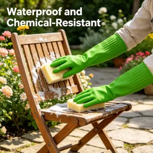 Reusable Nitrile Anti Slip Waterproof Durable Tear Resistant Dish Washing Gloves for Kitchen Cleaning Comfortable Medium