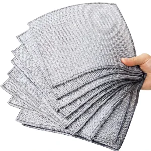 Reusable Non-stick Oil Cleaning Cloth 20*20cm Thickenable Non-Scratch Wire Dishcloth Silver Wire Dishcloth Rags