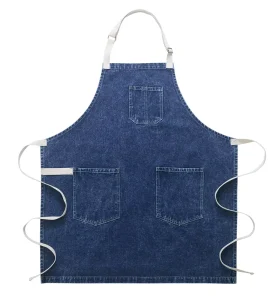 Reusable Sleeveless Custom Coating Eco-friendly Washable Cotton Denim Bib Apron Unisex Kitchen Work Tool 60x78cm