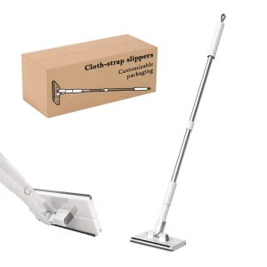 Reusable Steel Telescopic Handle Wipe Mops Floor Cleaning Duster Dry & Wet Flat Mop Self-Wringer Cloth Fixing Clip