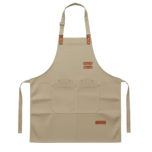 Reusable Washable Durable Canvas Halter Waist Apron for Restaurant Cafe Chef Kitchen Use with Custom Logo and Sleeveless Design