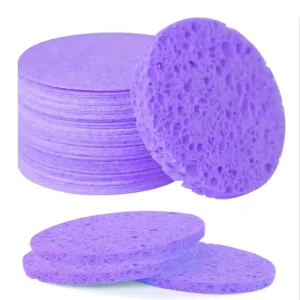 Reusable Washable Facial Cleaning Cellulose Sponge Round Makeup Remover Scouring Pad
