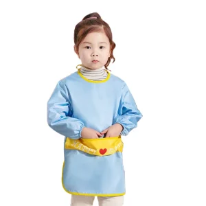 Reusable Washable Long Sleeve Waterproof Baby Feeding Apron for Lunch