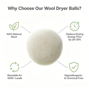 Reusable White Wool Dryer Balls Durable Handmade Eco Friendly Plastic Free Laundry Discs