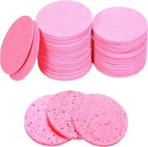 Reusable Wood Pulp Pink Facial Cellulose Sponge for Spa Use Removing Eco-Friendly Scouring Pads