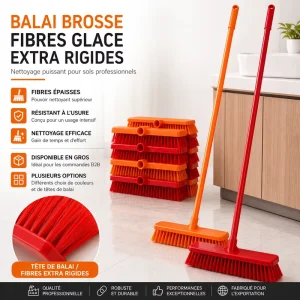Rigid Fiber Scrub Heavy Duty Commercial Floor Cleaning Deck Brush Plastic Bristles Wooden Handle Extra Stiff Bristles