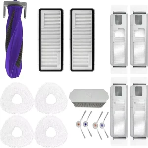 Robot Cleaner Vacuum Replacement Accessories Set with Main Brush Filters Mop Pads Side Brushes Dustbags Silver Ion Module