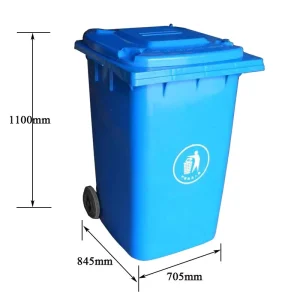 Rolling 100L Large Plastic Waste Bin Square Standing Street Container