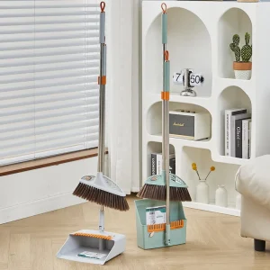 Rotatable Broom and Dustpan Set Home Office Clean Stainless Steel Handle Folding Brooms and Dustpans