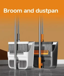 Rotating Broom and Dustpan Combo for Easy Storage and Use in Small Spaces Like Apartments and Condos