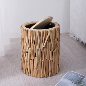 Round Waste Bins Wooden for Office