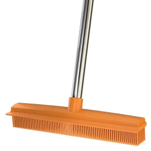 Rubber Broom 2 in 1 Pet Hair Removal Broom with Squeegee 120cm Adjustable Long Handle Carpet Broom for Cleaning Carpet