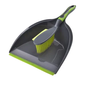 Rubber Floor Broom Soft Bristle Brush Scrubber Clip on Dustpan Easy for Cleaning Pet Hair Removal Broom for Household