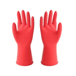 Rubber Gloves Kitchen Cleaning Latex Waterproof Good Quality Household Dish Washing Red With Custom Package