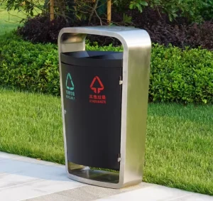 Rustproof Stainless Steel Garbage Bin Recycled Trash Can Litter Bin for Outside Places Hanging Trash Bin Outdoor Can