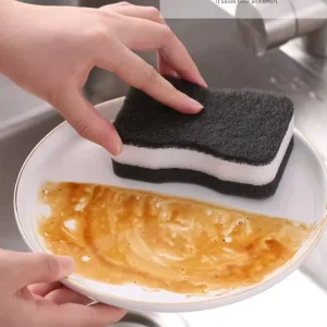 S Curve Ergonomic Cleaning Sponge Heavy Duty Nylon Scrub Sponge for Oven Range Hood Dish Washing