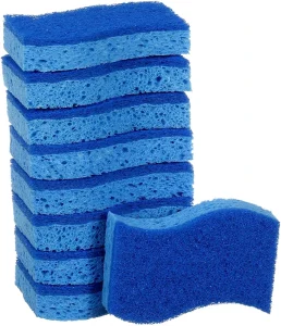 S Shape Kitchen Cleaning Scrubber Cellulose Sponge Scrub With Scouring Pad Stain Remove Sink Sponge Scouring Pad Cellulose