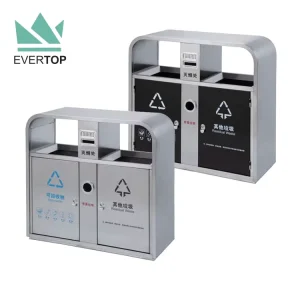 SD-80G Double Classification Trash Can Stainless Steel Waste Bin 2 Compartments Trash Recycle Bin Sorting Recycle Bin Ash