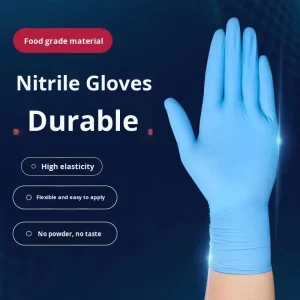 SONICE Blue & Black Nitrile 6mil Powder Free Disposable Safety Gloves 28cm Length Household & Industrial Use
