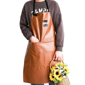 Saddle Sleeveless PU Apron for Home Kitchen Restaurant Cooking Men’s Women’s Workwear with Custom Logo Printing