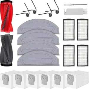 Saros 20 Sonic Robot Vacuum Replacement Accessories Kit Main Roller Side Brushes HEPA Filter Mop Pads Dust Bags Edge