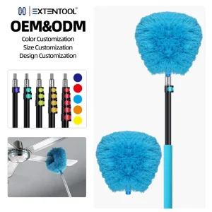 Scalable Aluminum Alloy 12ft Eco-Friendly Cleaning Duster Fluffy Microfiber Head Adjustable Black Telescopic Pole Clean Spider