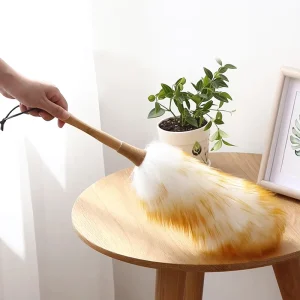 Scalable Wool Duster with Wood Handle Durable Household & Car Cleaning Brush Washable Home Use Dusting Tool