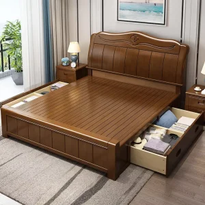 Schlaf Zimmer Bett Solid Wood Slatted Bed Frame 1.5m Single Double Bed Frame Hotel Apartment Bedroom Storage Bed