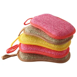 Scouring Pad Double Sided Kitchen Microfiber High Absorbent Quick Drying Non Scratch Non Stick Scrub Dish Sponge for Household