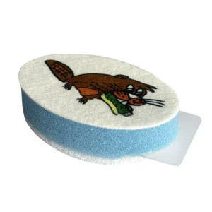 Scraper Sponge Brush Kitchen Cleaning Sponge with Scouring Pad 3 Layer Design Cartoon Scraper Cleaning Sponge