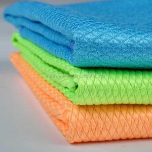 Scratch Lint Free Kitchen Washcloth Fish Scales Design Microfiber Glass Cleaning Cloth for Window Dish Mirror Screen Car