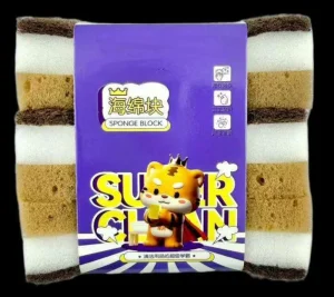 Scrub Sponge 3pcs #6898 2 Sponge Scourer Dish Washing Sponge Block Non Stick Cookware Safe Scouring Pad $1 Consumer Goods