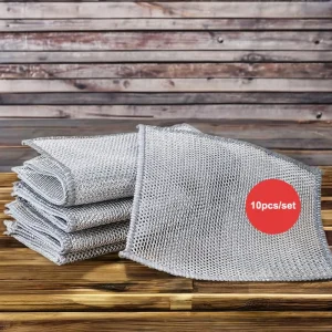 Scrubbing Cleaning Cloth for Kitchen Dish Pot Pan Cleaning Household Silver Wire Rags Clothes Set