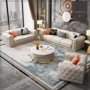 Sectional Faux Leather Tufted Sofa Set 1 2 3-Seater Modern U-Shape for Living Room