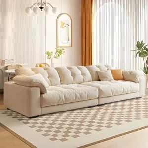 Sectional Reclining Sofa Cream Tufted Modular Set for Hotel Villa Apartment Living Room