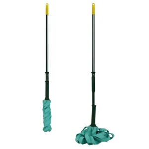 Self-Twisting Twist Steel Floor Mop with Swivel Head Microfiber for Professional Bathroom Cleaning