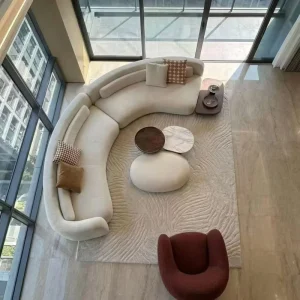 Semi Circle Italian Fabric Combination Couch Set with Curved Sectional Sofa