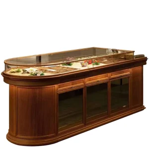 Semi circular Designed Walk in Closet Island Cabinet High end Style Island Counter Cabinet glass display cabinet closet island