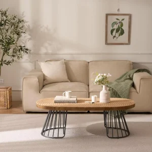 Senwell Modern Sturdy Solid Wood Coffee Table with Metal Legs Custom Design for Living Room Furniture Vintage Coffee Table