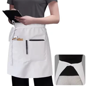 Server Half Sleeveless Apron Set White Washable Reusable Waterproof