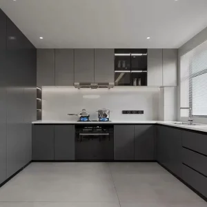 Shape Affordable Kitchen With Glass Showcase Complete Sets Kitchen Cabinets Ready to Assemble