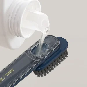Shoe Brush with Detergent Dispenser Refillable Liquid Soap Brush Handle Heavy Duty for Sneakers Work Boots Sports Shoes