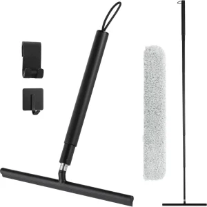 Shower Squeegee with Long Handle 57″ Telescopic Window Squeegee for Shower Glass Floor Tile Car Windshield Window Wiper