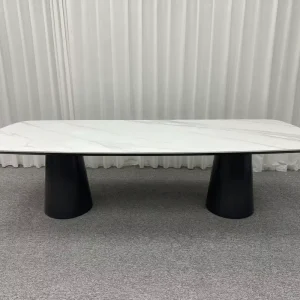 Sigma Modern Wood Base Marble Top Long Dining Table for Hotel and Home Dining Room Furniture