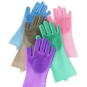 Silicone Dishwashing Gloves Women Household Kitchen Durable Waterproof Anti Bite Thickened Laundry Vegetable Washing Dish Brush